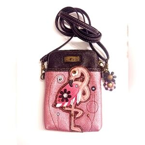 Chala Pink/Brown Flamingo Crossbody Bag. 7.5x5. NWOT